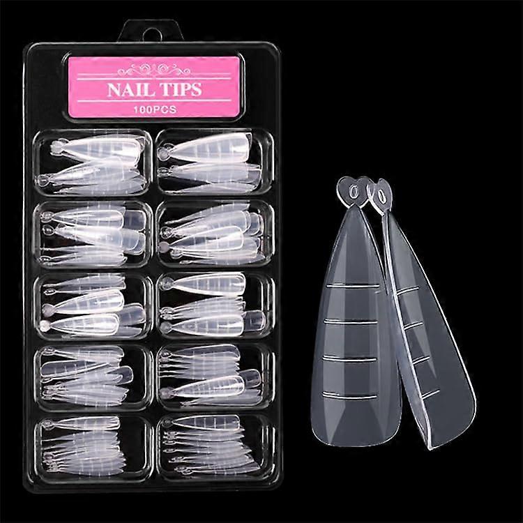 100Pcs Stiletto False Nail Tips Set, 10 Sizes ABS Material for Quick Professional Nail Art