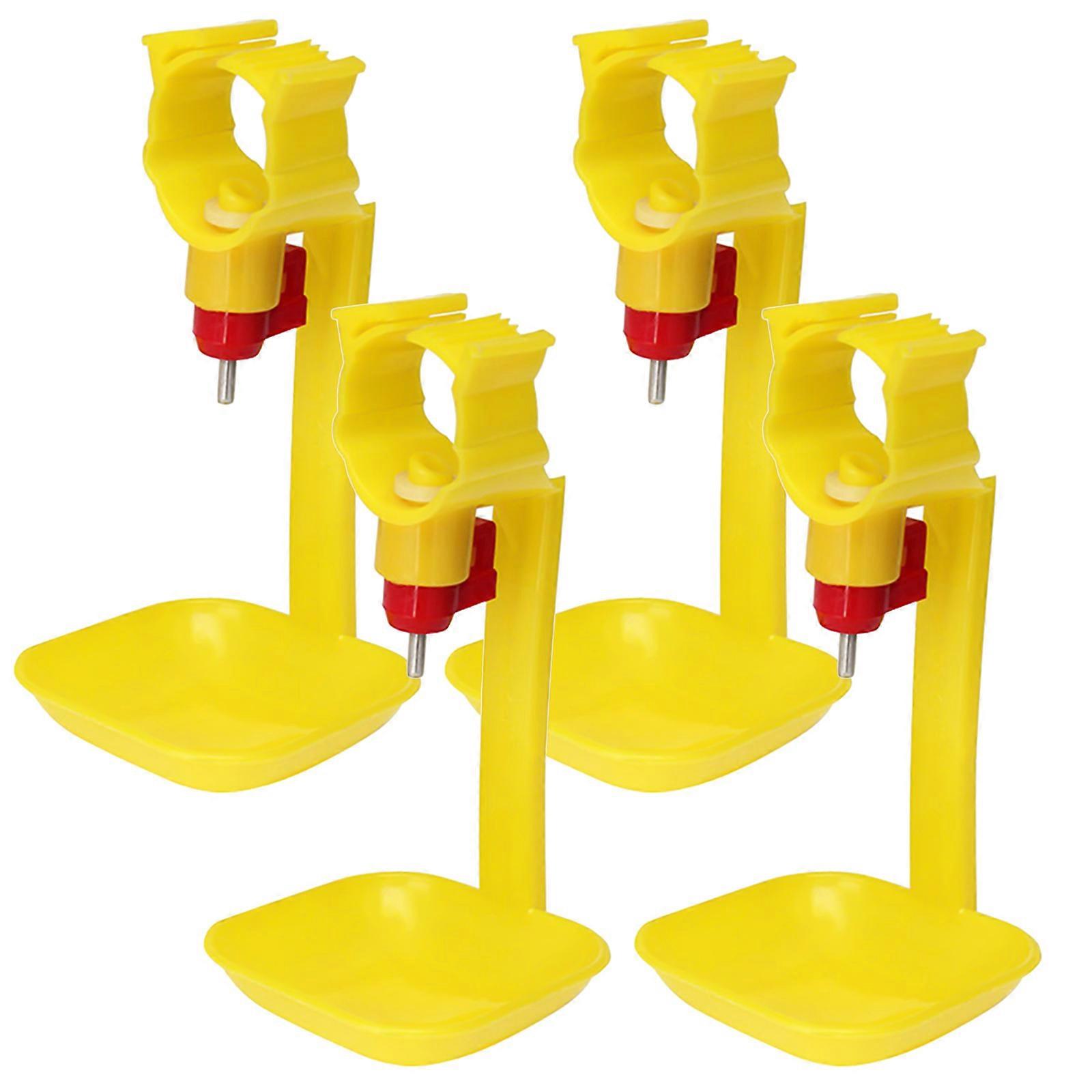 Chicken Waterer Automatic Plastic Drinking Cup for Poultry 4Pcs Yellow