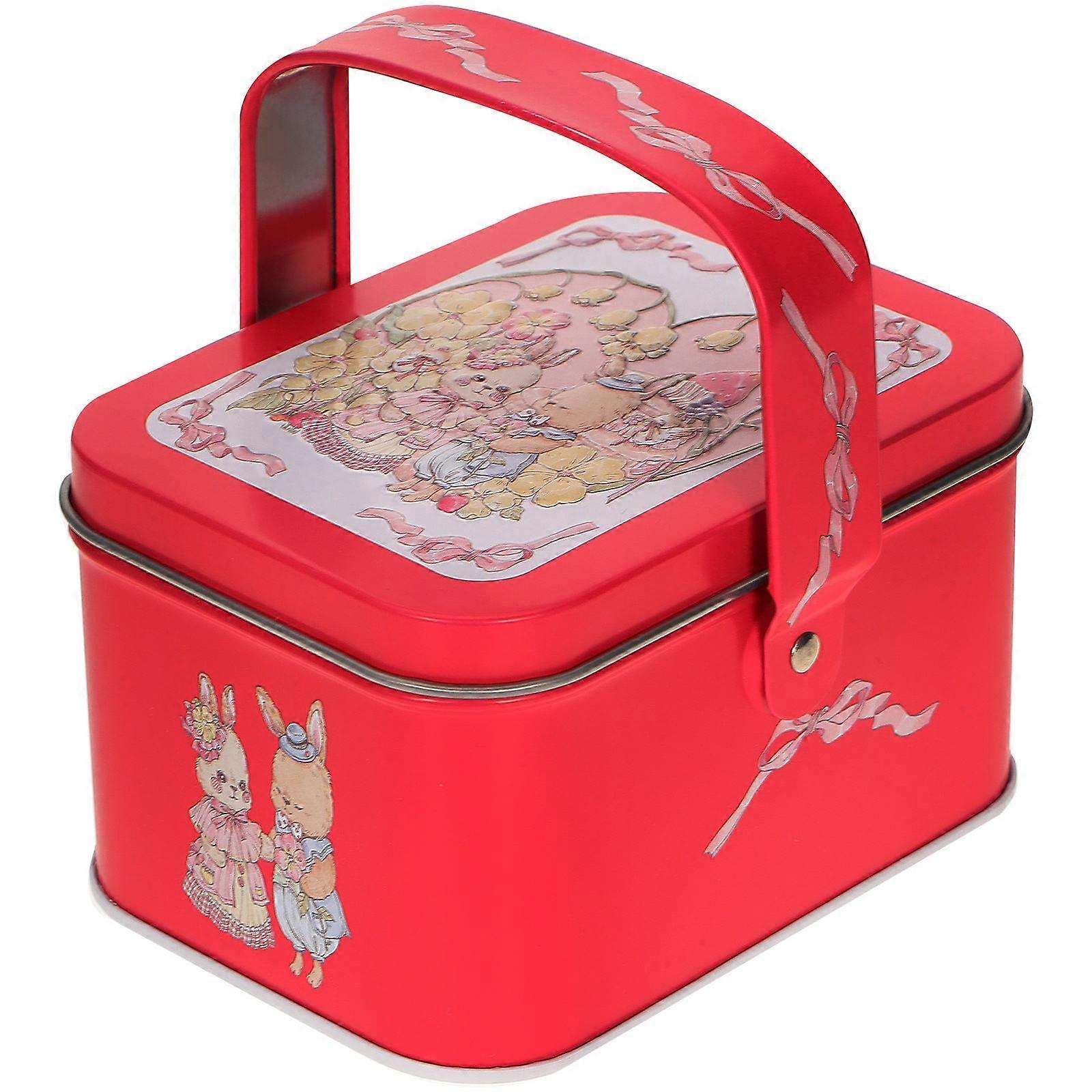 Decorative Storage Box Tinplate Container Holiday Small Snack Box Compact Size 1Pcs