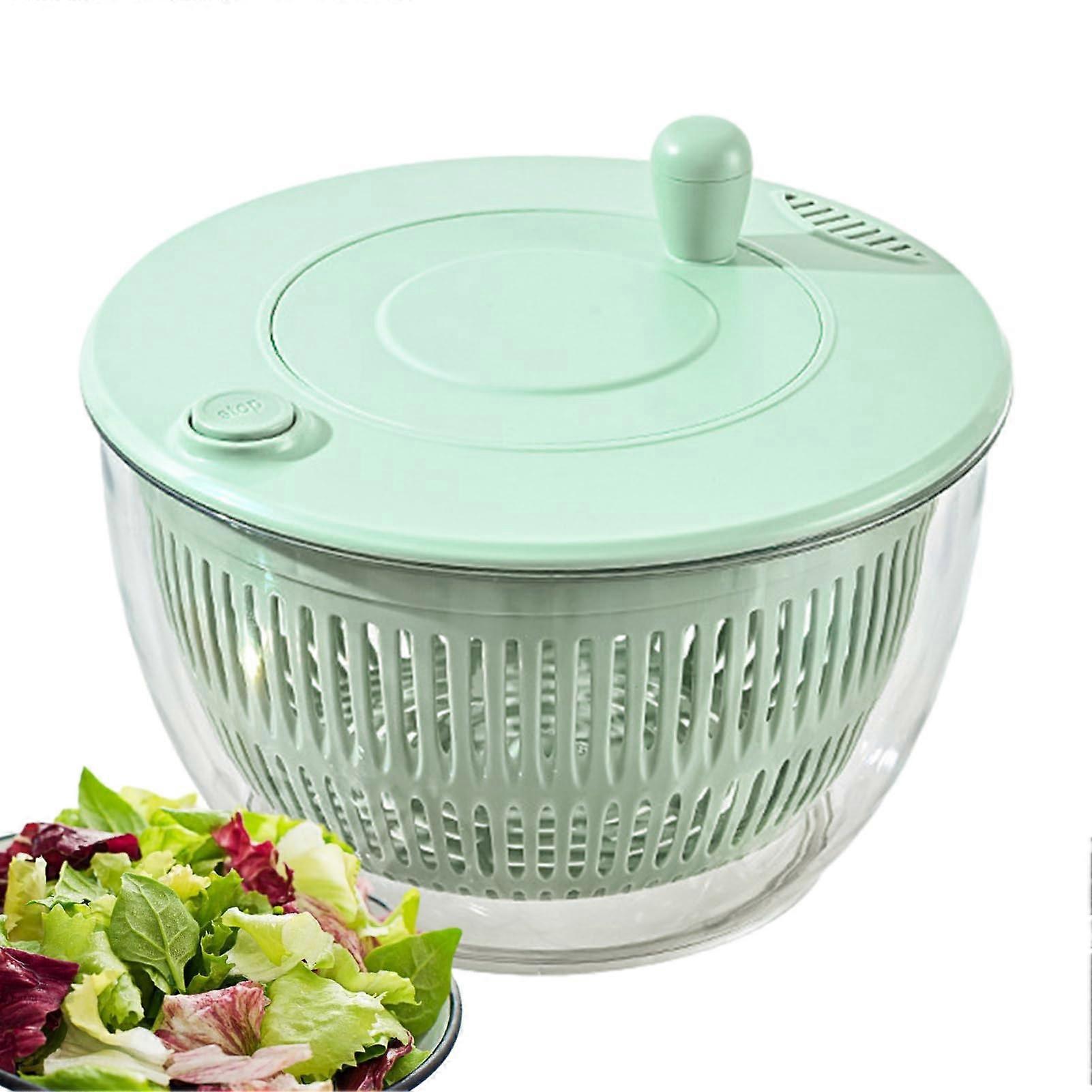 Large Salad Spinner Vegetable Dryer with OneHand Pump Handle and Transparent Kitchen Design