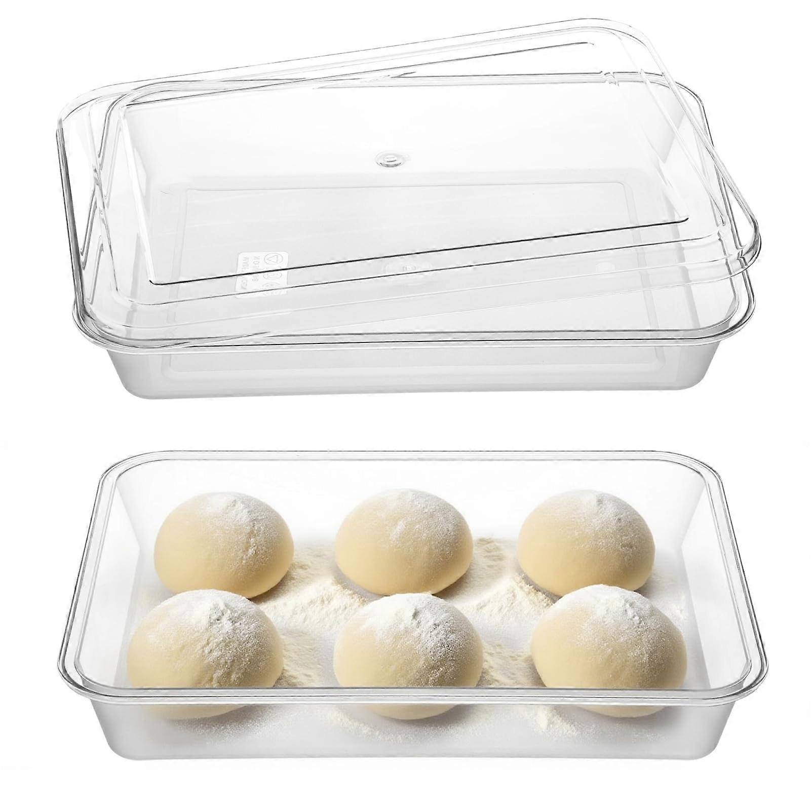 2 Pack Stackable Pizza Dough Proofing Box with MoistureLocking Lid, Clear FoodGrade Tray for Bread and Pizza Storage