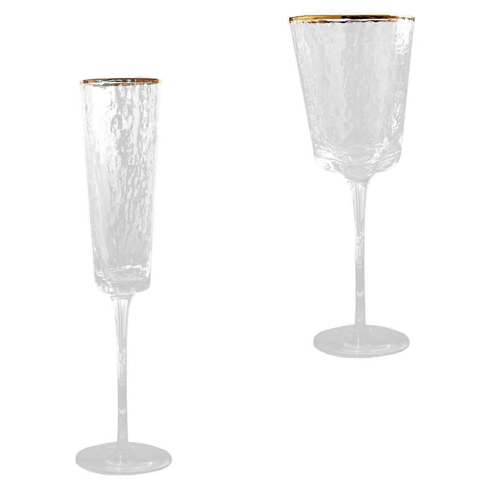 Stemmed Goblets Wine Storage High-foot Design Golden 2Pcs