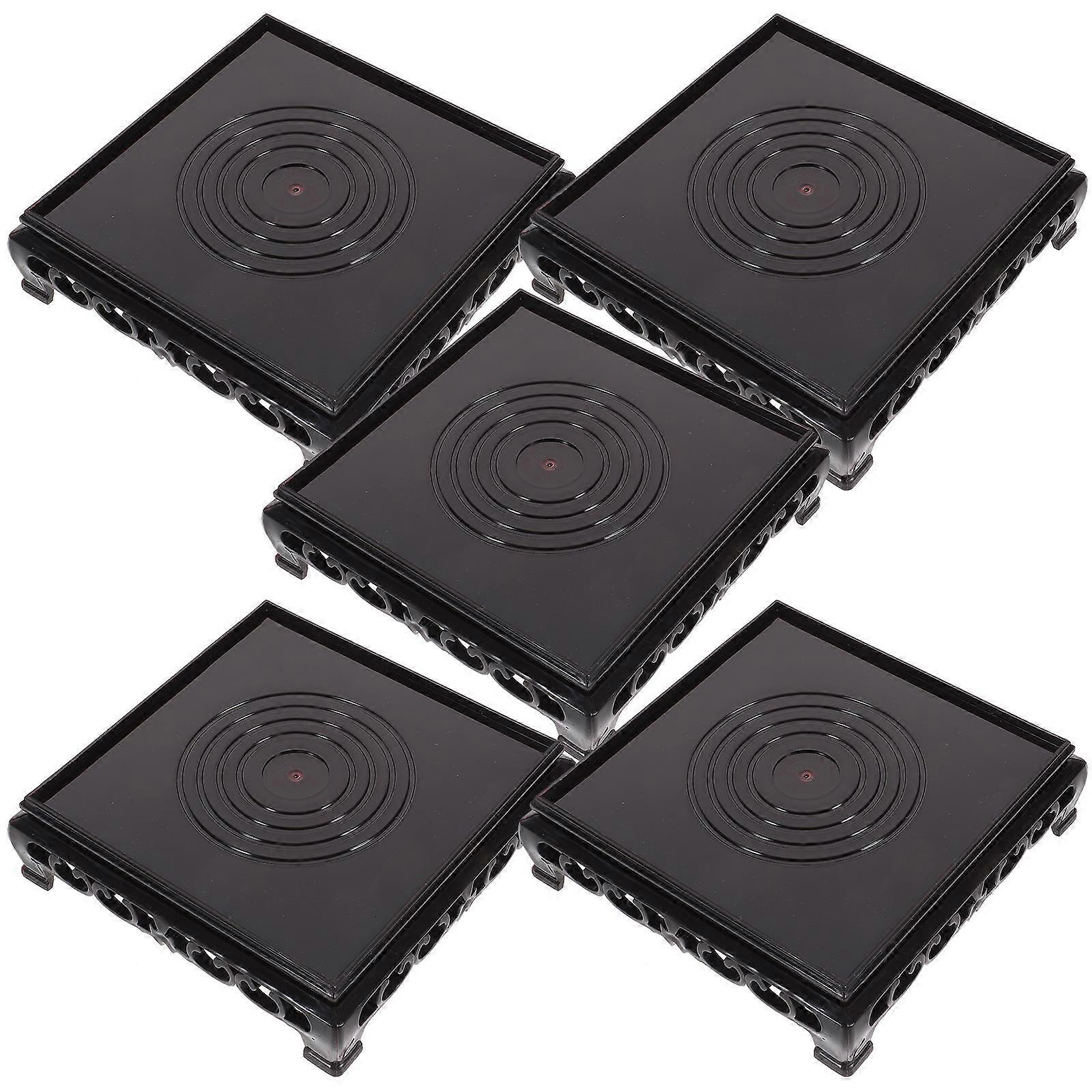 Black Plastic Plant Stand for Home with Premium Quality and Smooth Edges for Small Potted Plants 5 Pieces