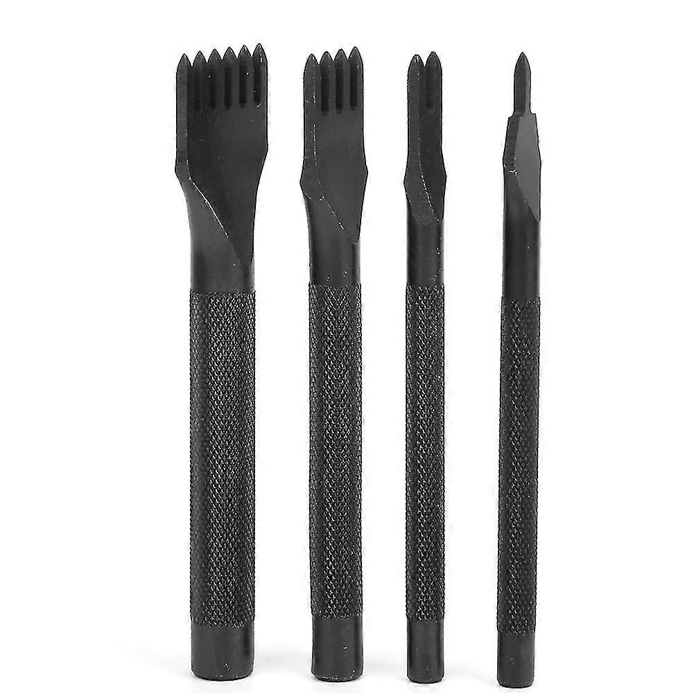4 Pcs Prong Chisel Kit Leather Craft DIY Tool Black Electroplating Leather Craft Chisel4mm