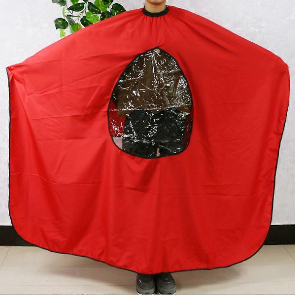 Hairdressing Cape with Viewing Window Waterproof Antistatic Fabric Full Coverage Red