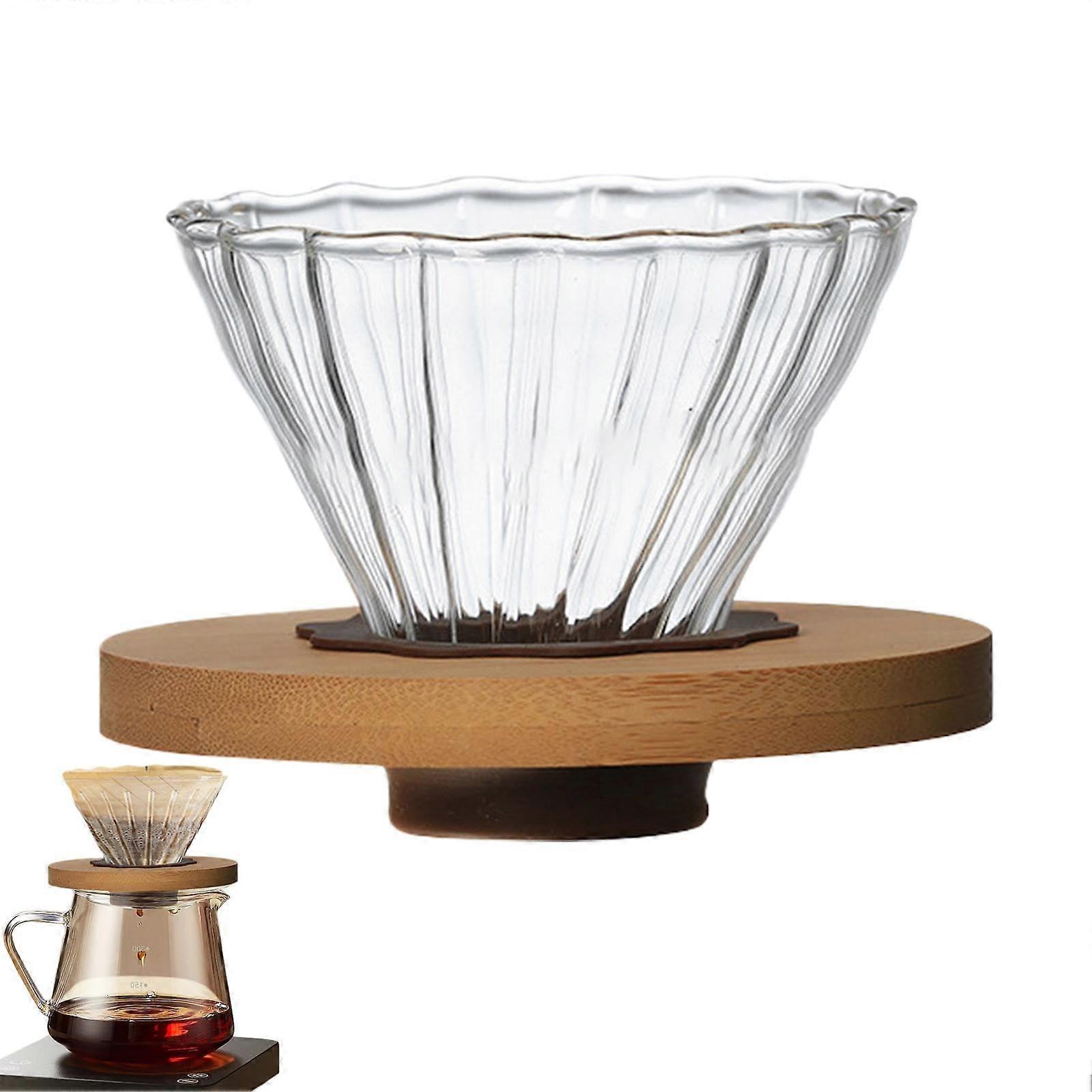 Pour Over Coffee Maker Clear Glass Single Cup Dripper with Stand,  Temp Resistant