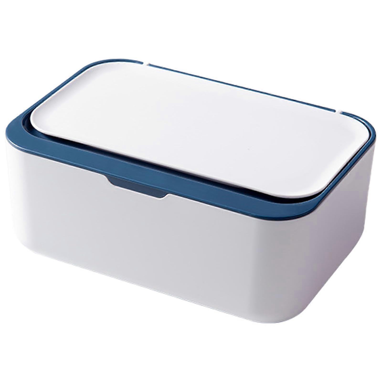 Waterproof Rectangular Tissue Box Cover and Wet Wipe Dispenser with Lid Navy Blue Home Décor