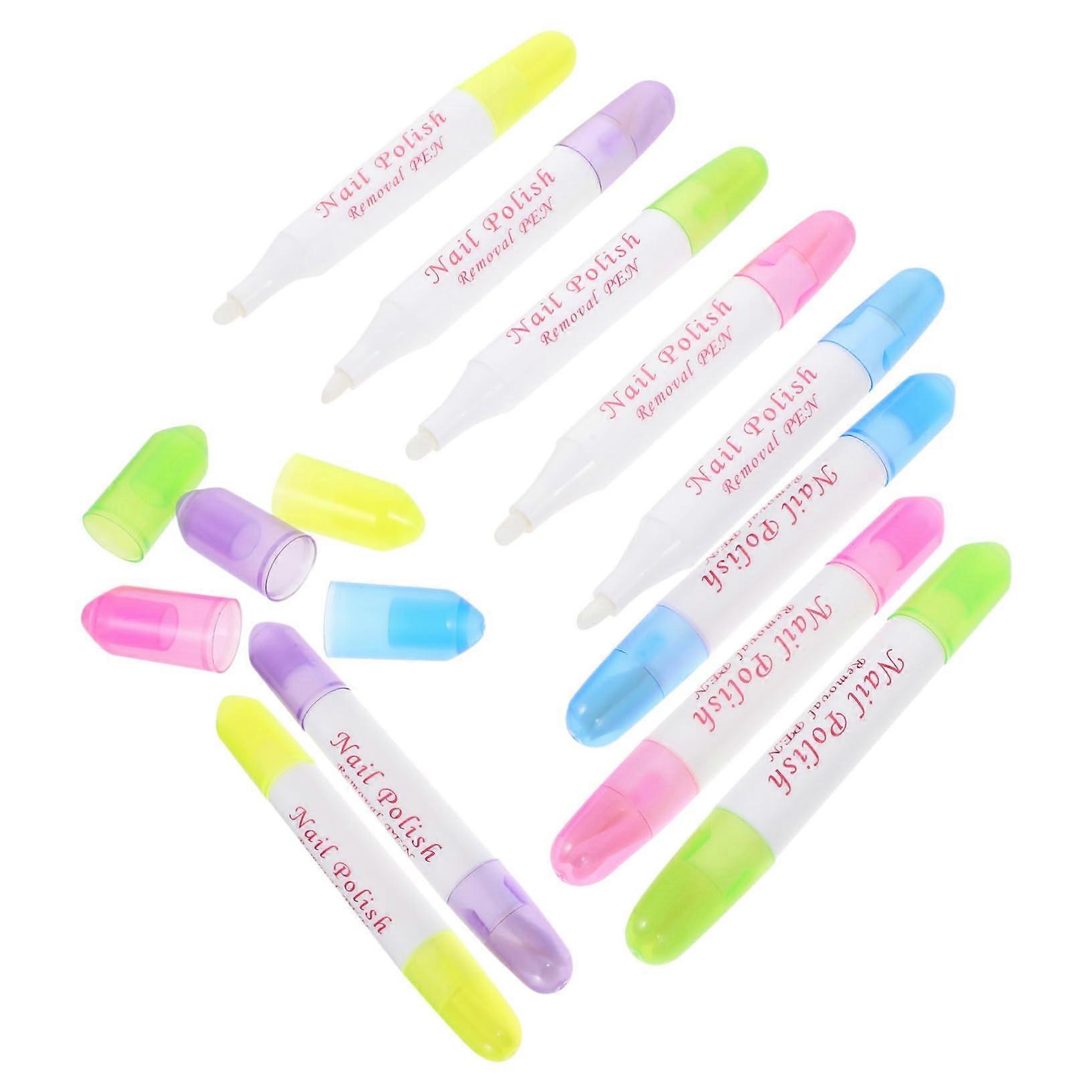 10pcs Nail Polish Remover Pen Set with Precise Correction Tip, Refillable for Manicure Cleanup