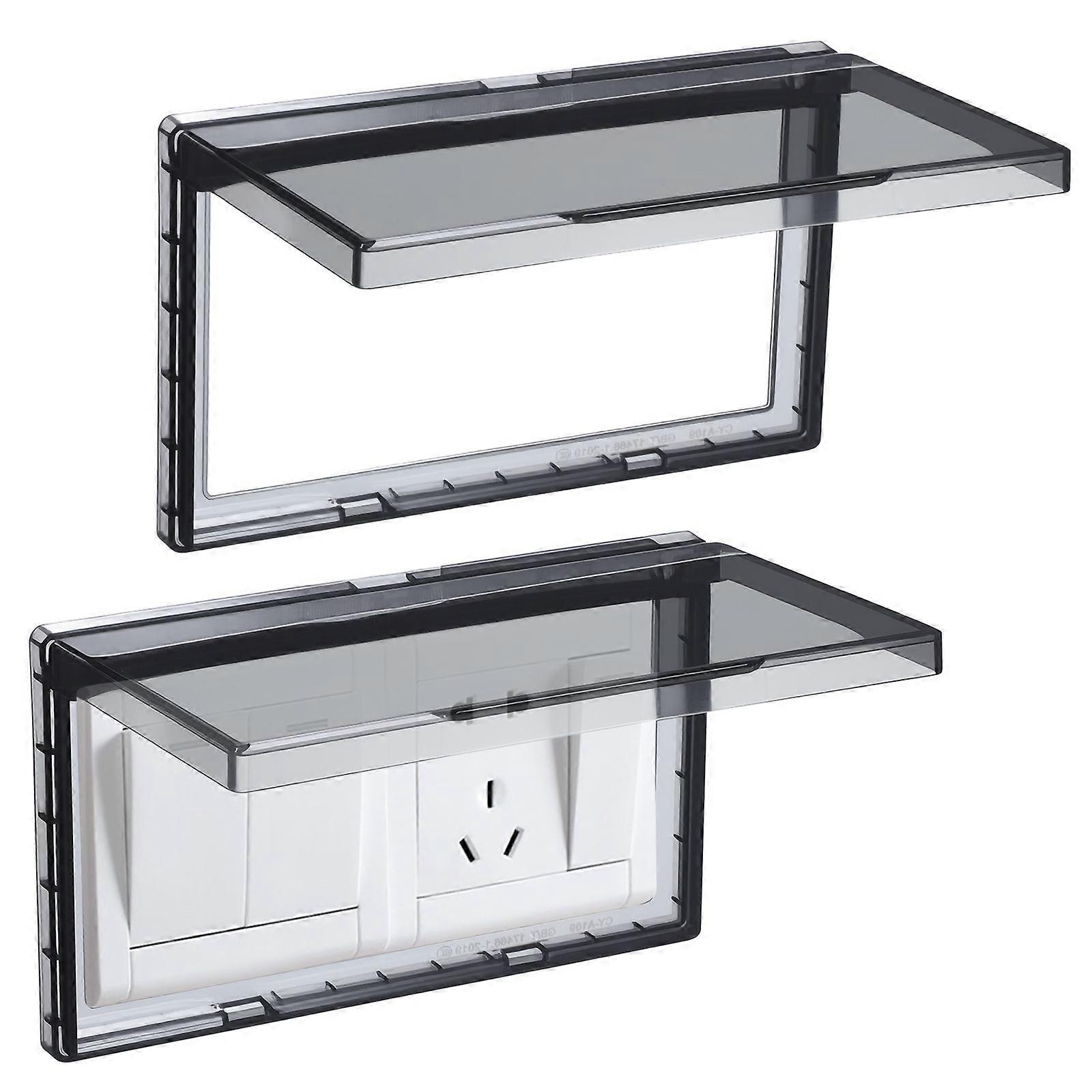 2pcs Waterproof Socket Outlet Cover Double Positions Wall Protector Cover