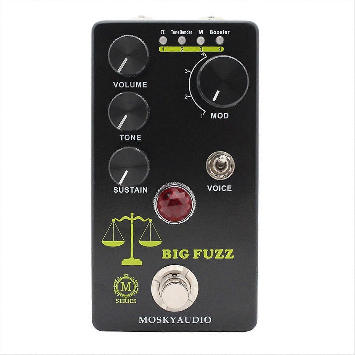  Stor Fuzz Effekt Pedal Fuzz Gitarpedal med 4 Knapper