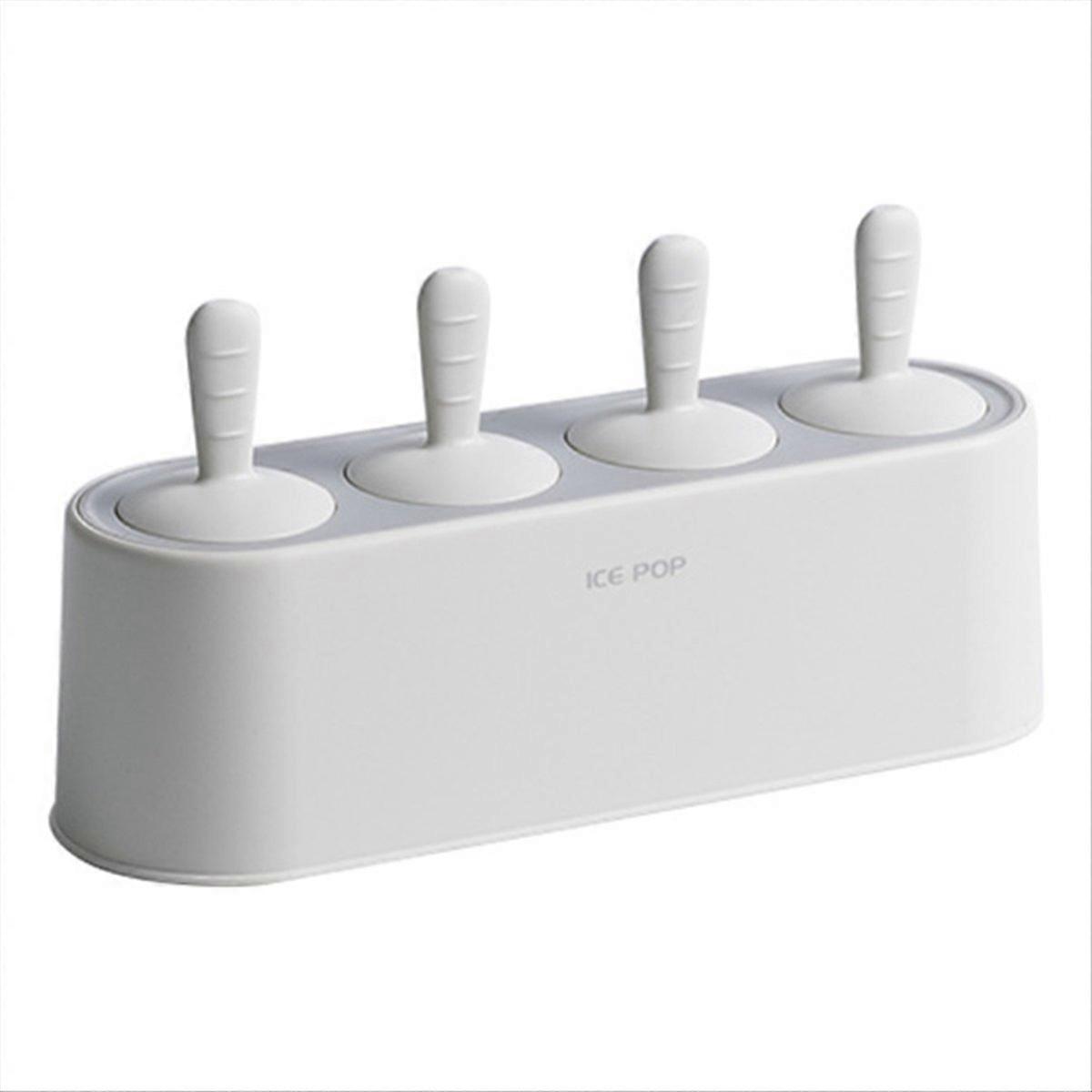 Home Popsicle Mold Set, 4-Piece Popsicle Maker Set, Gray-White