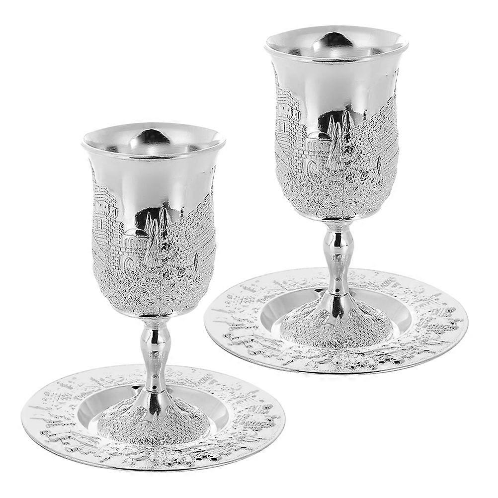 Silver Goblet Cup Shabbat Blessing Cup Set for Passover Seder 2Set
