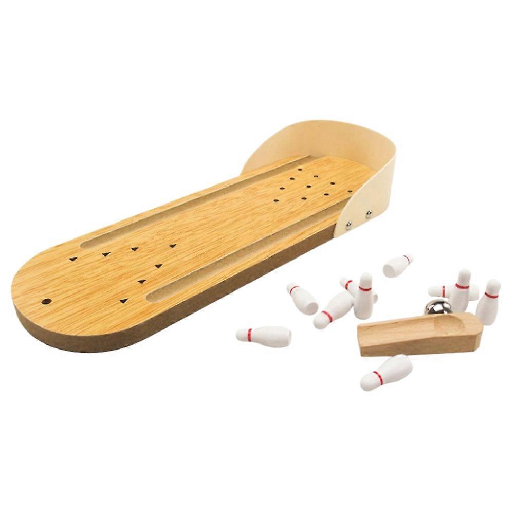 Mini Desktop Bowling Wooden Game Set for Educational Play 3Pcs