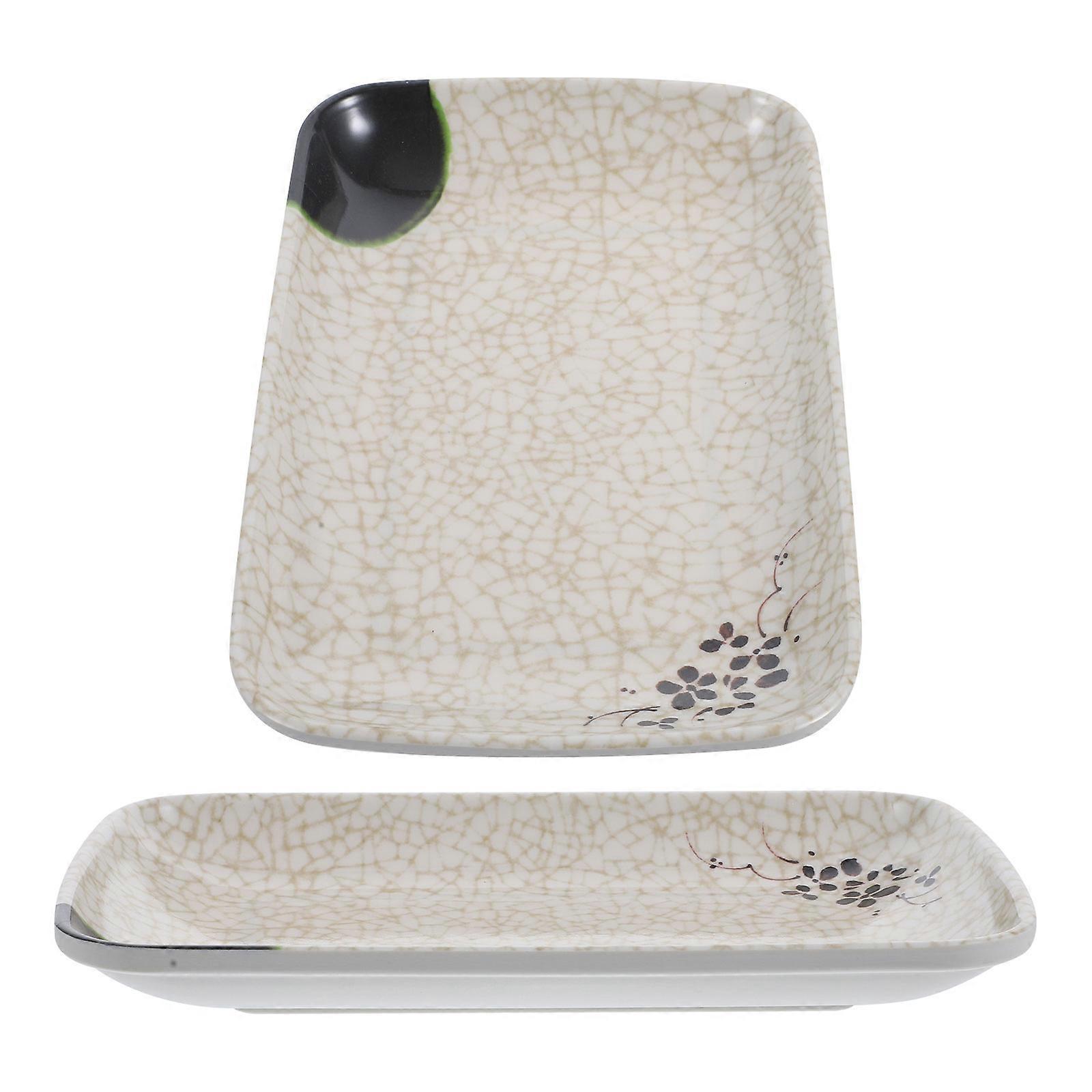 Sushi Plate Dinnerware Rectangular Appetizer Plates Restaurant Resin 2Pcs