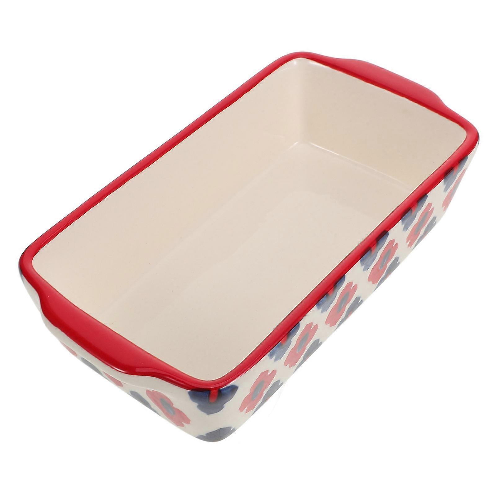 Ceramic Baking Dish Rectangular Double Handle Baking Plate for Roasting