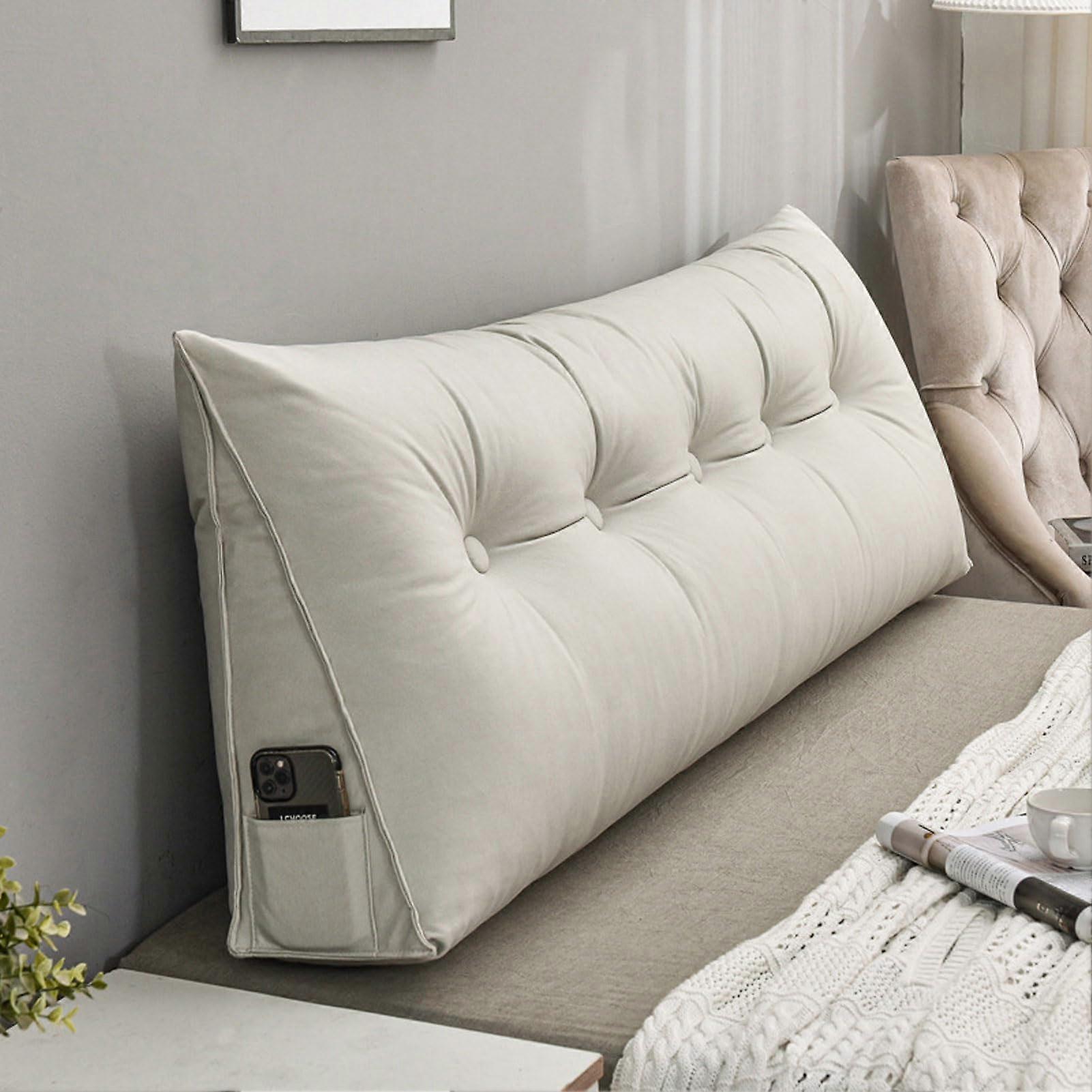 Reading Pillow with Ergonomic Back Support, 80cm Triangular Wedge Cushion for Bed and Sitting