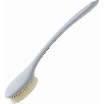 Long Handle Bath Brush with Nonslip Grip, Durable Shower Scrubber compatible with Back and Body, Ergonomic Design (Gray)