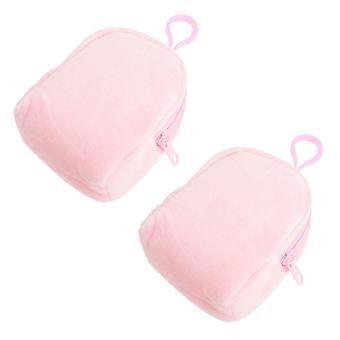 Keychain Pouch Plush Purse for Storage 2Pcs Cute Pink Plush Bags