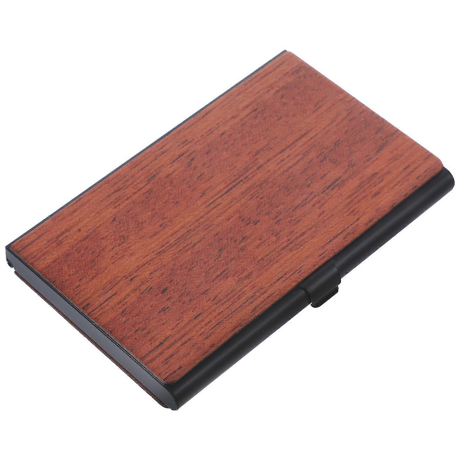 Business Card Holder Multi-Function Card Box Brown for Office