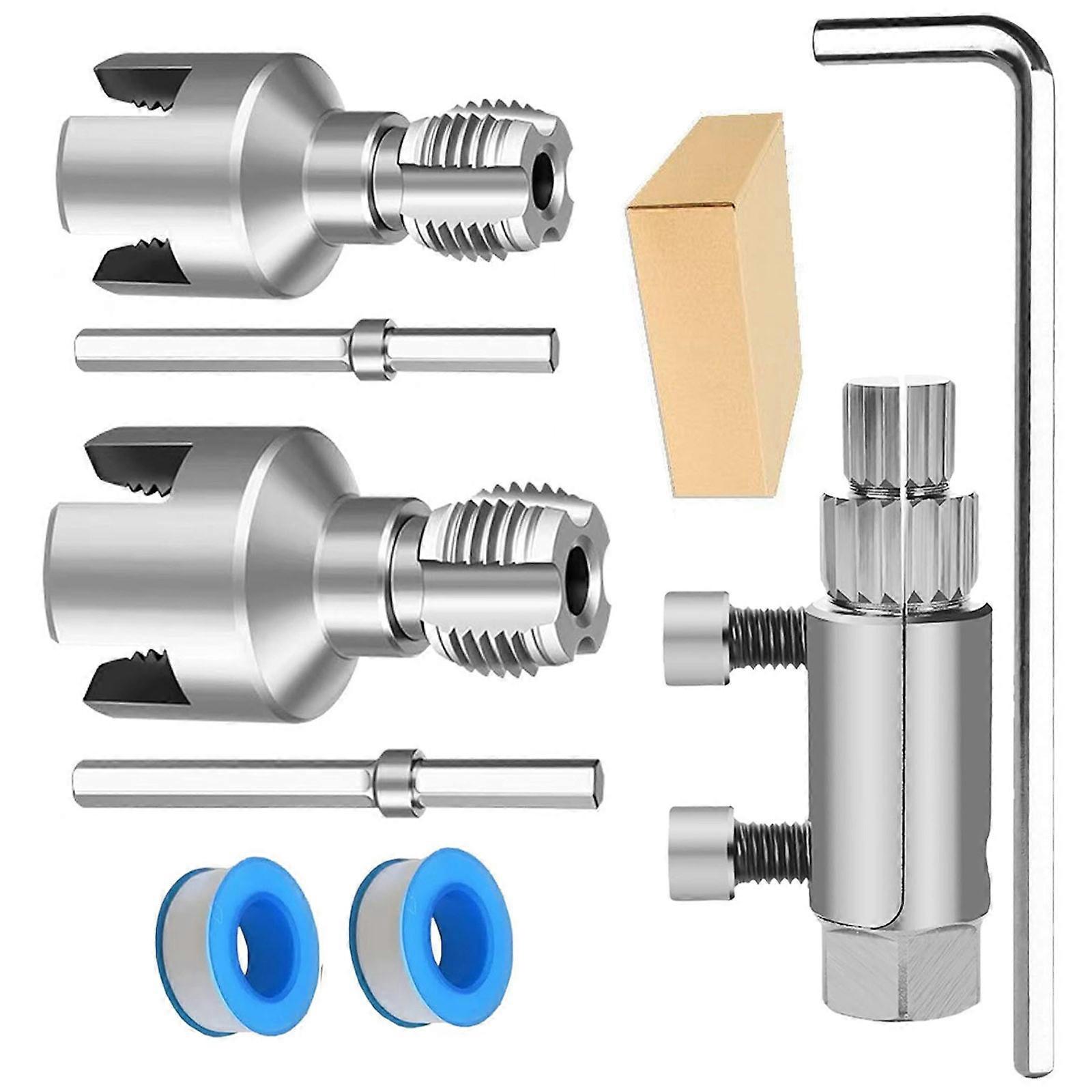 Internal & External Pipe Threading Tool,Pipe Thread Cutting Tool, 1/2'' 3/4'', Electric Drill Compatible Pipe Threader Multicolor