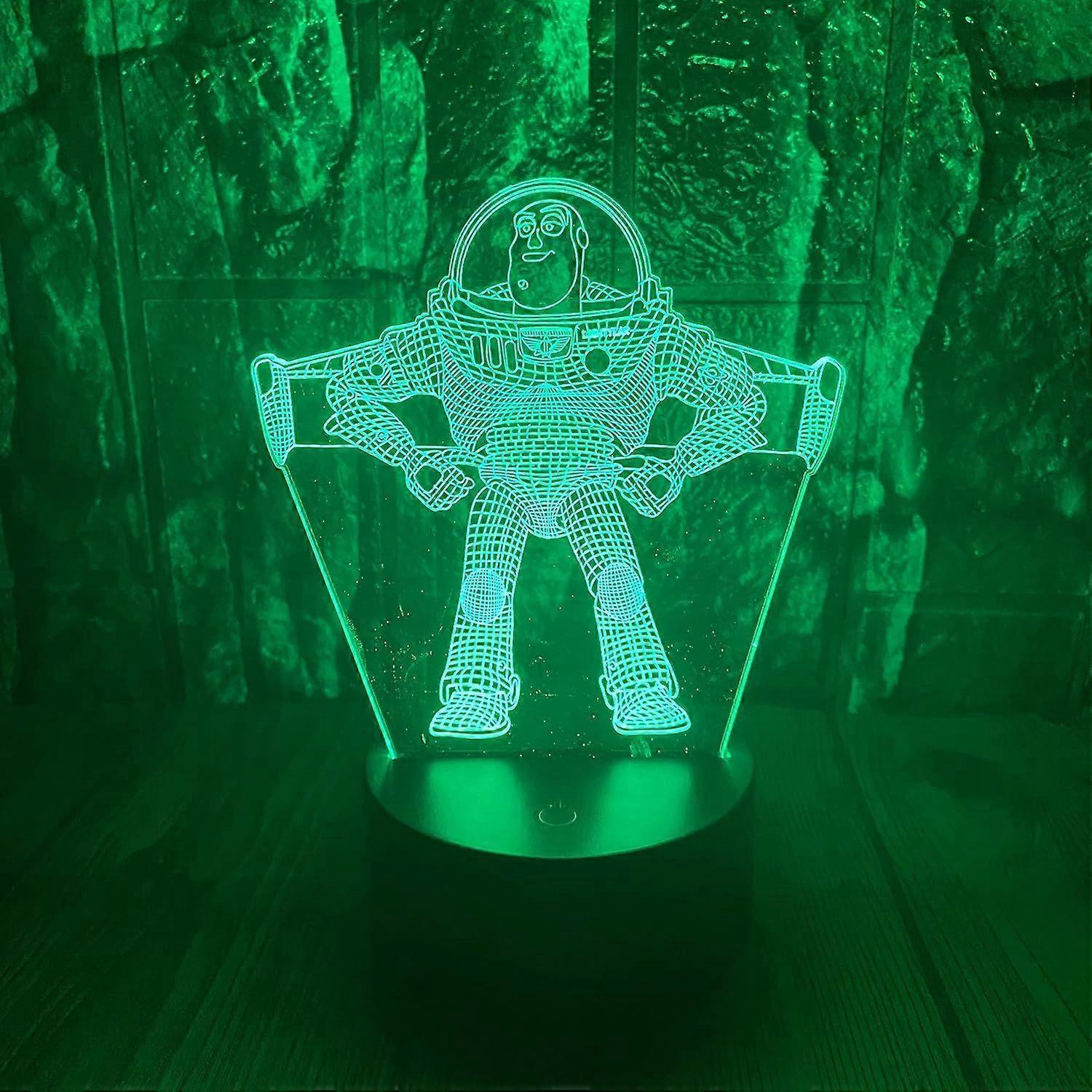 토이 스토리 픽사 얼티밋 버즈 라이트이어 스페이스맨 3D LED 광학 착시 침실 장식 램프 리모컨 포함 7색 우주 비행사 액션 피규어 나이트 리