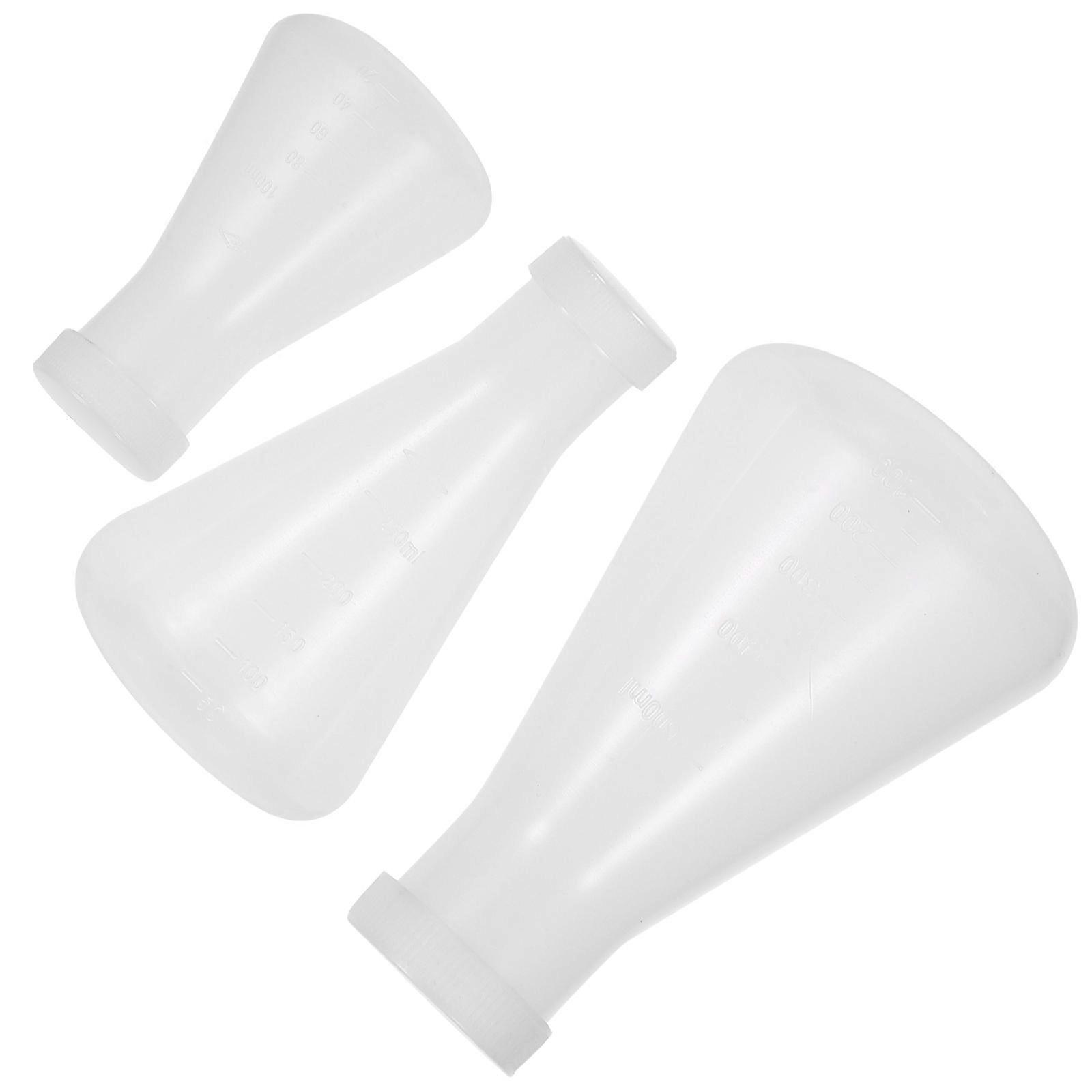3pcs Plastic Erlenmeyer Flask Transparent Science Flask Practical Conical Flask