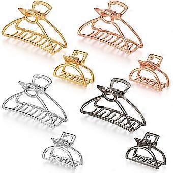 Conjunto de 8 Grampos de Cabelo de Metal Incluindo Grampo de Cabelo Pequeno 1.57" Antiderrapante, Grampo de Cabelo de Metal Grande de 3" (Prata, Ouro, Ouro Rosa, Preto) -