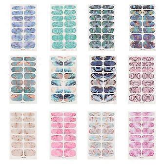 Laser Nail Stickers Manicure Marble Pattern Decals for Manicure 12 Sheets