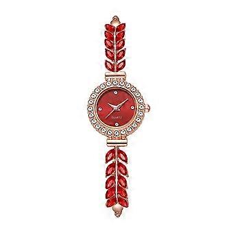 Relógio feminino com strass em formato de folha, mostrador redondo, para ocasiões casuais e formais, com pulseira de quartzo. Acessório de moda Jikaixiang.