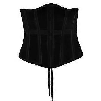 Women Sexy Sheer Mesh Underbust Corset Top Crisscross Lace-Up Bandage Bustier Slimming Waist Cincher Body Shaper Black