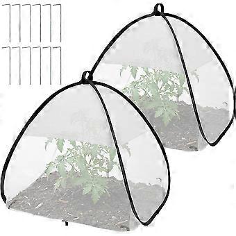 2 Pcs PopUp Garden Netting Bug and Shade Covers, 22" X 22" X 22" Plant Sun Shade Bird Netting Tents, for Outdoor Plants