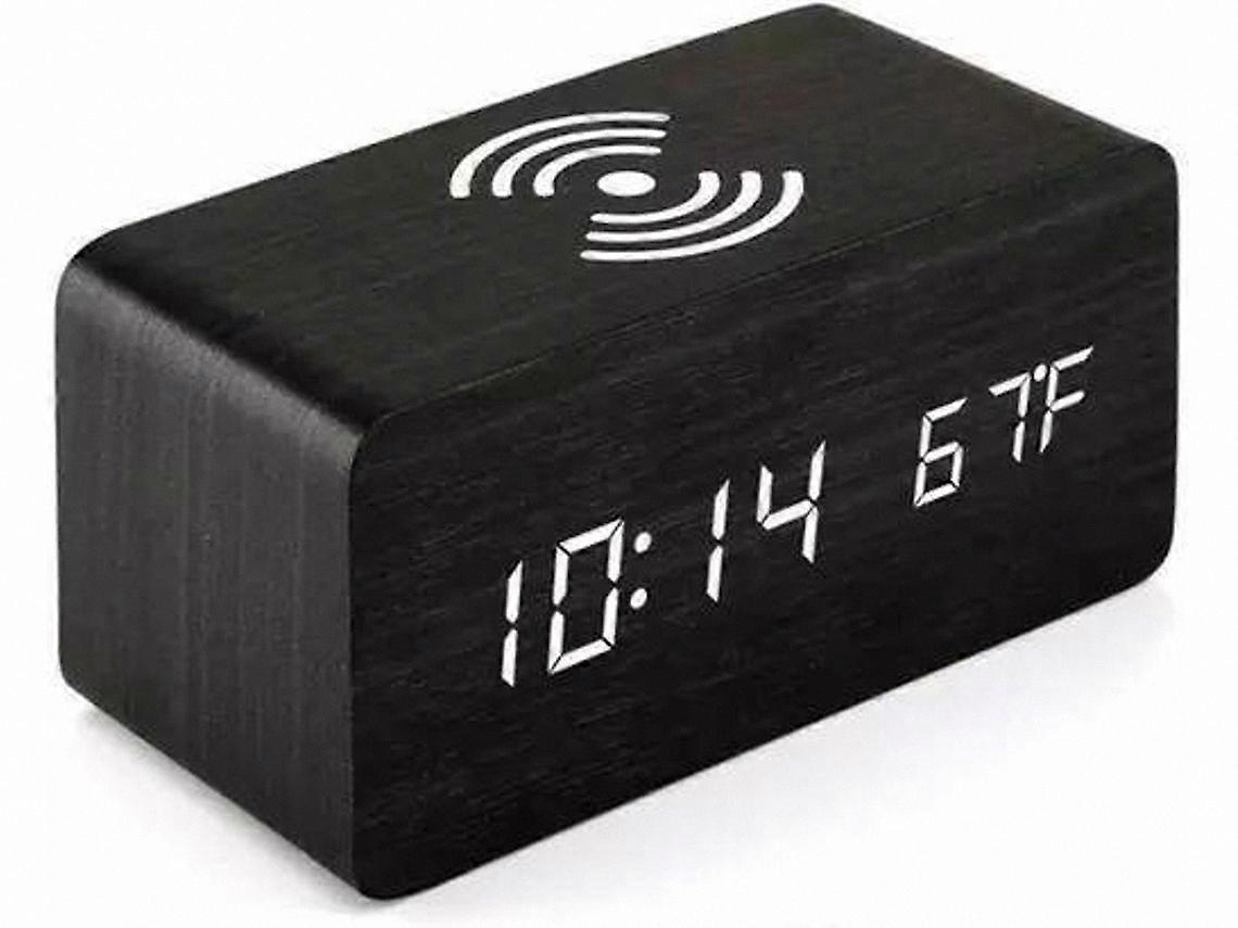 Black Qi Wireless Charging Alarm Clock
