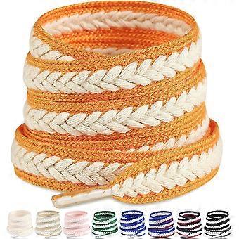 2 Pairs 3/5" Flat Wide Braided Shoe Laces for Sneakers