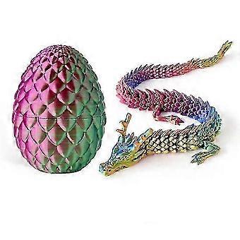 3D Printed Dragon Egg Ornament with Tiny Dragon Figure Inside, Creative Easter Holiday Toy & Decor Gift for Kids
