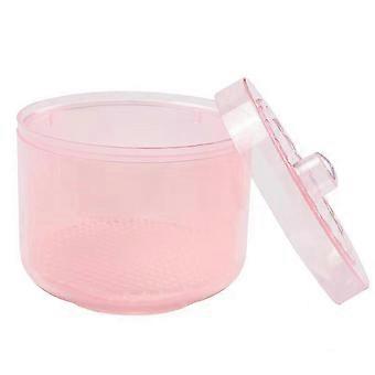Plastic Nail Tool Cleaning Box with Lid, Round Manicure Cleaner Jar with Strainer, Pink