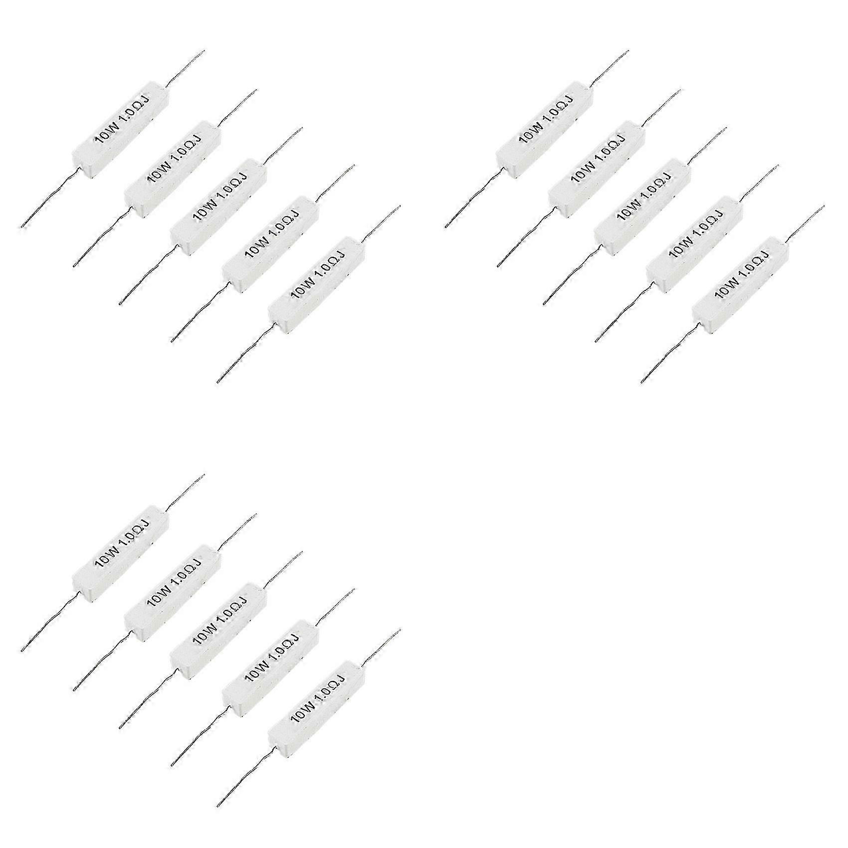 1.0 Ohm 10W Wirewound Ceramic Cement Resistor 15 Pcs