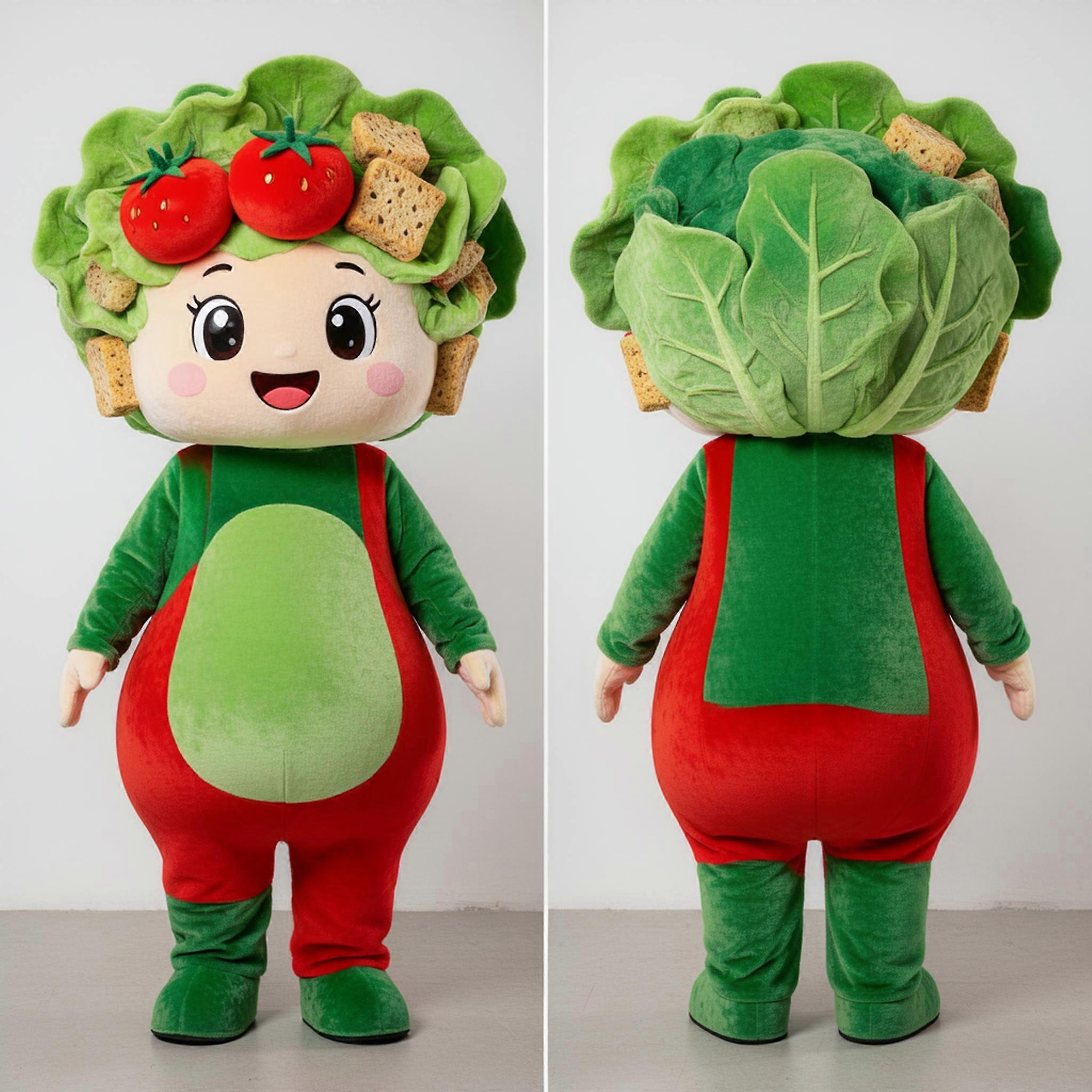 MASTICOT Vibrant Green Oversized Caesar Salad Mascot