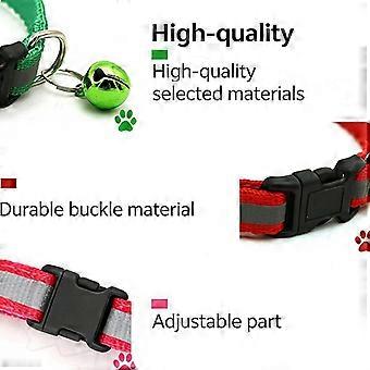 Pet Collar Reflective Safety Buckle Collar Bell Round Ear Cat Dog Collar Glowing Collar