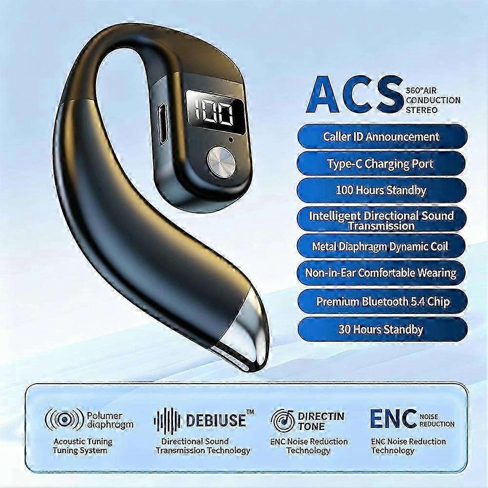 Single ear wireless bluetooth headset Stereo Ear Hook Earphone Music D4J7