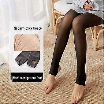 Maternity Sheer Black Tights - Plus Velvet, Spring/Winter Nude Feel, Warm Base Layer