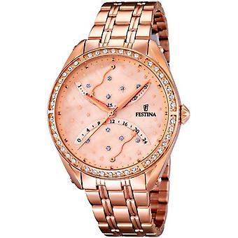 Festina Retro Uhr für Frauen AnalogQuarz mit Edelstahl Armband in vergoldet F16742/2