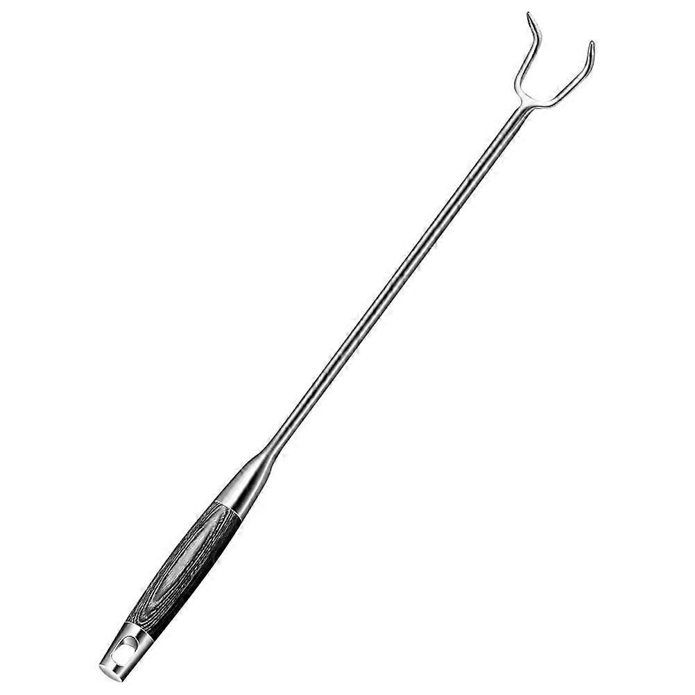 Wood-Handled Stainless Roasting Meat Hook