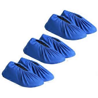 Blue Reusable Shoe Covers Lightweight Mesh Washable Booties for Indoor Floor Protection 3 Sets