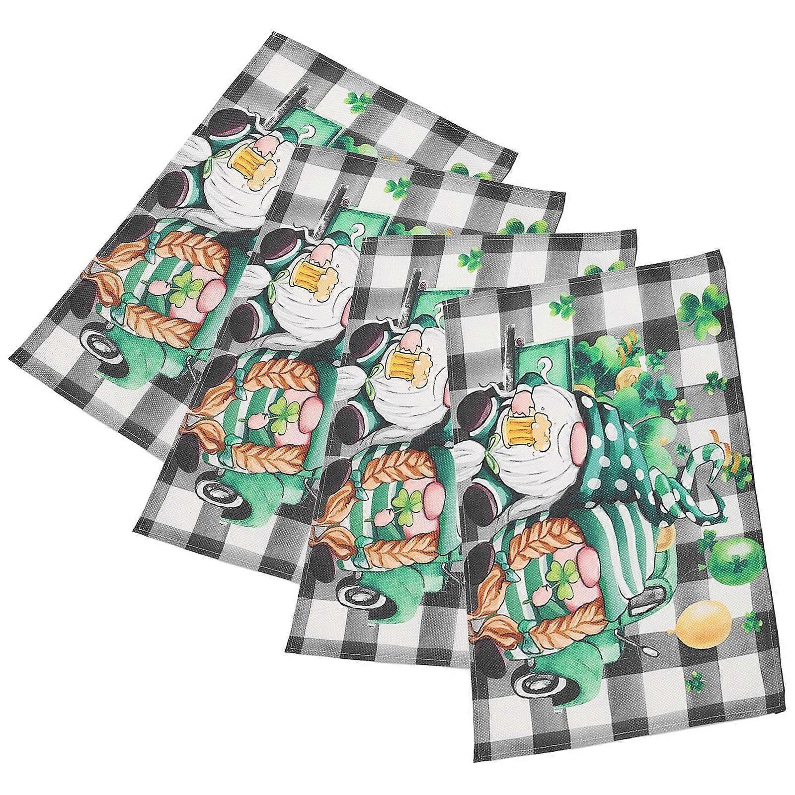St Patrick's Day Linen Placemats for Dining Table Use 4Pcs Set