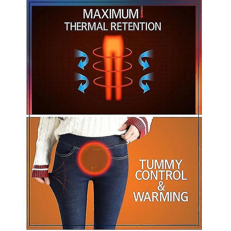כפול פליז תרמי Jeggings מכנסיים חמים ג'ין חורף מכנסיים חמים תואם לנשים ילדה