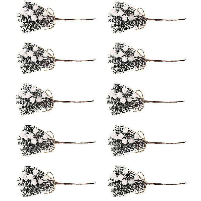 21X9cm White Wreaths & Garlands 10pcs Pine Needle Artificial Fake Plant Artificial Flower Branch For