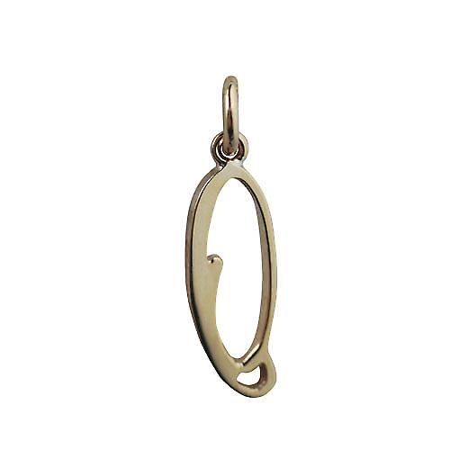 9ct Gold 21x8mm plain Initial O Pendant