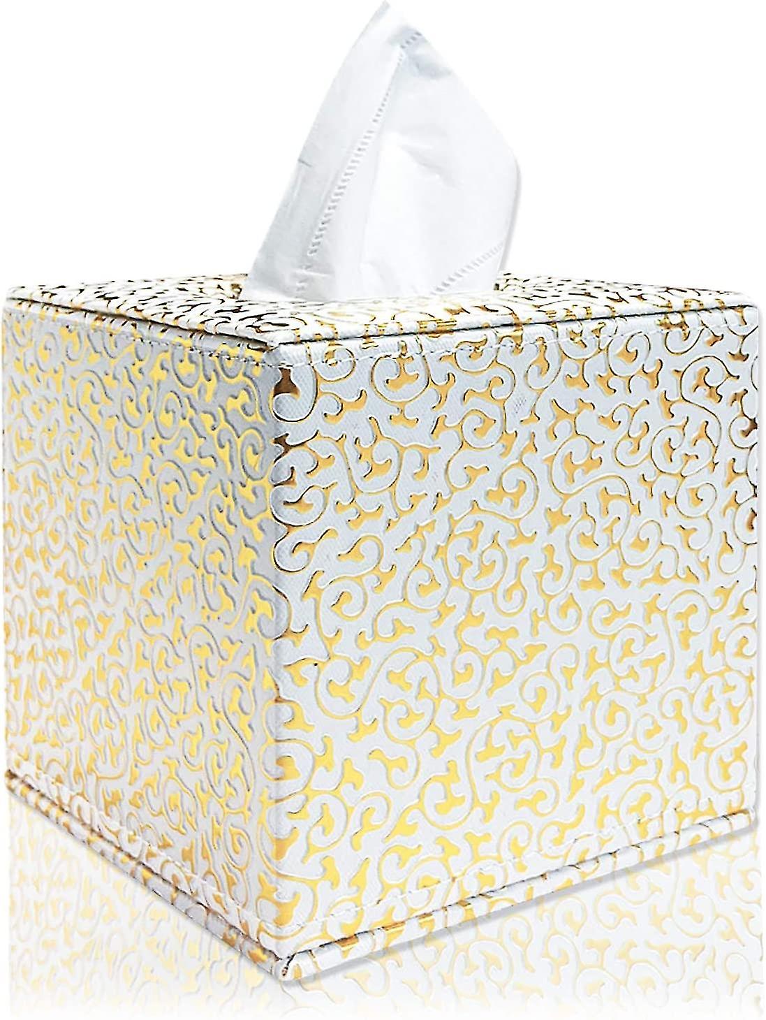 Soporte rectangular de caja de pañuelo de cuero