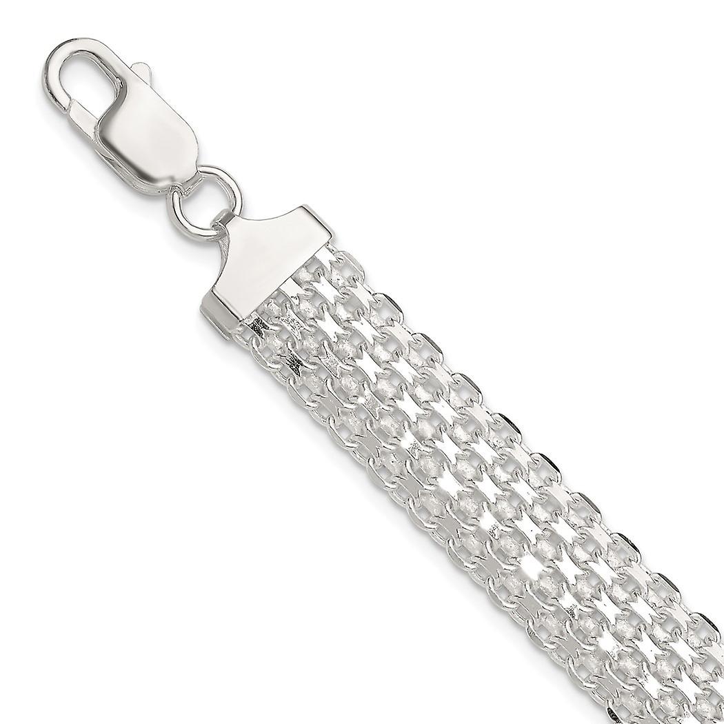 925 Sterling Silver Polished 11.5mm Bismark Bracelet 7 Inch Link-Bracelet for Women - 11.1 Grams