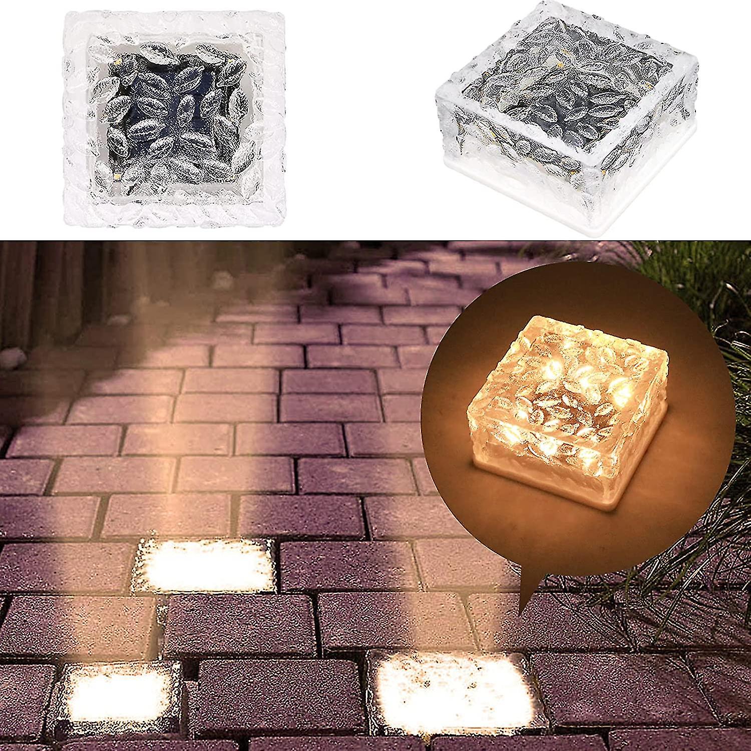 1 Pack Warmwhite Light Solar Light Pvc Brick, Solar Led Brick Light With Light Sensor, On/off Solar